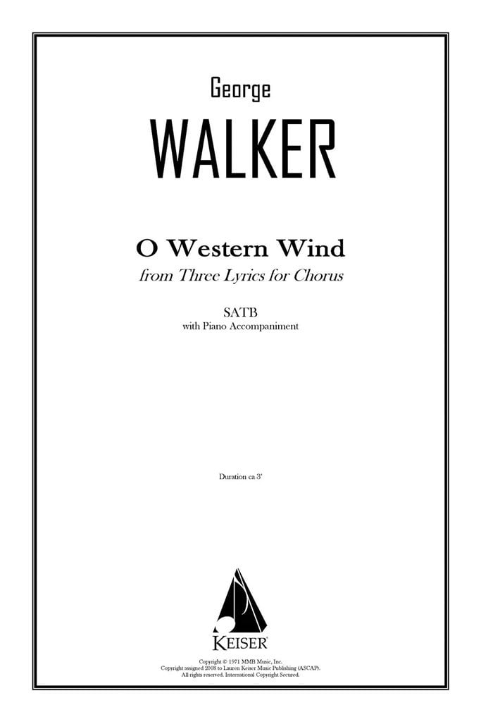 O Western Wind from Three Lyrics for Chorus
